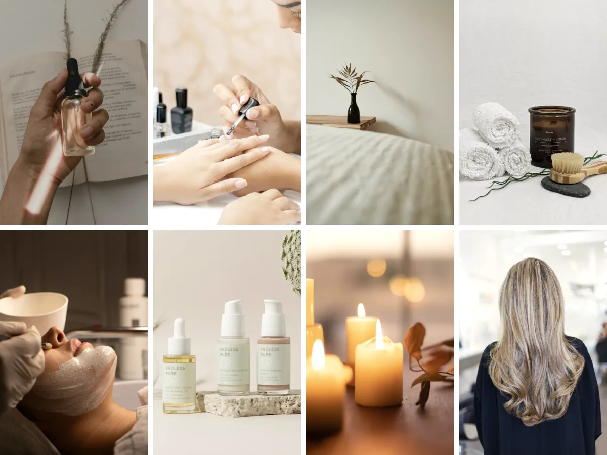 Contenido para redes sociales de un salón de belleza y bienestar